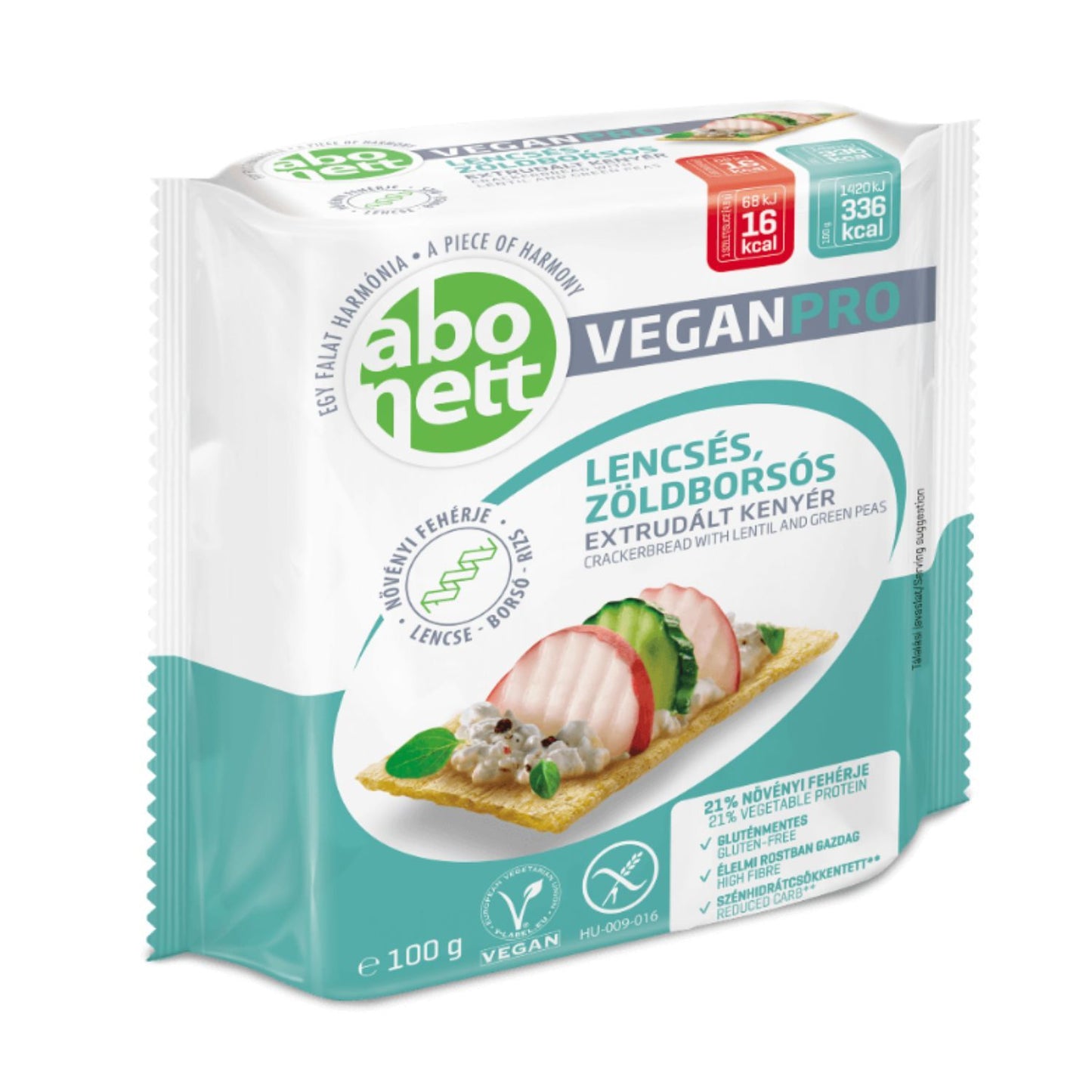 Abonett Veganpro lencsés-zöldborsós extrudált kenyér 100g