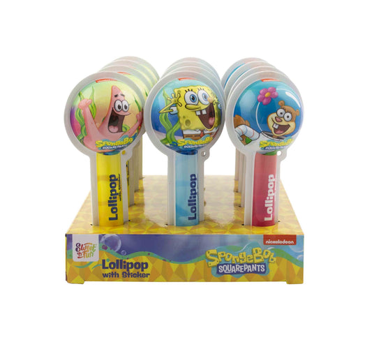 SPONGE BOB LOLLIPOP WITH STICKER/12DB