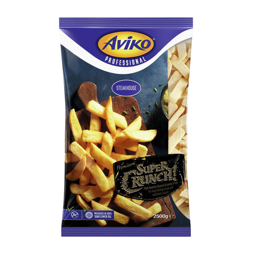 Aviko super crunch steakhouse burgonya ropogós bevonattal fagyasztott 2,5kg