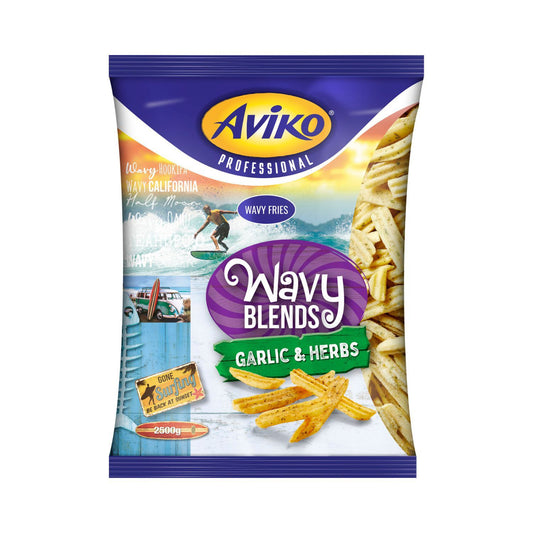 Aviko Wavy Blends hullámos burgonyahasáb, ropogós, fokhagymás-zöldfűszeres bevonattal 2,5 kg
