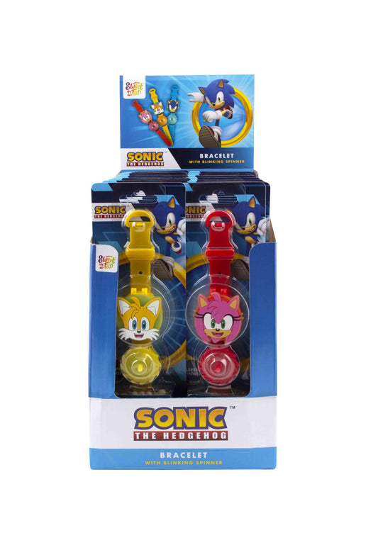 Sonic világító karkötő pörgettyűvel cukorkával/ 24db