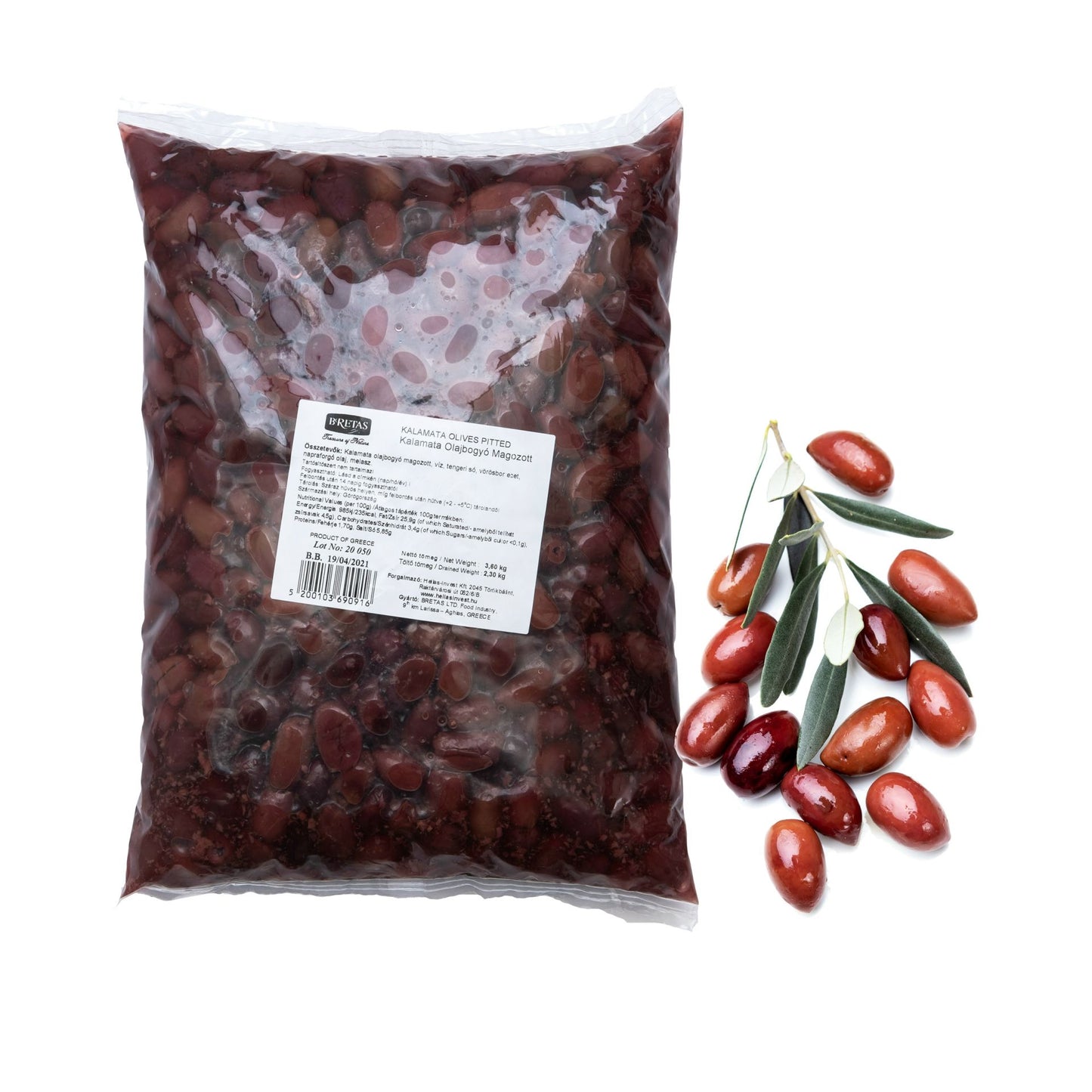 Kalamata fekete olívabogyó extra large magozott 3600/2300g